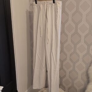 Le Chateau Cream Linen Drawstring Pants